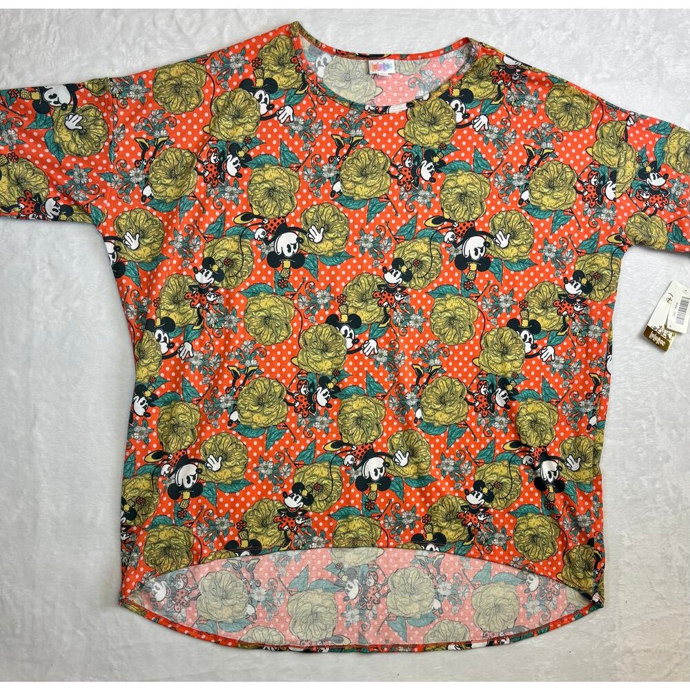 Lularoe Floral Polka Dot Minnie Mouse Plus Sized 3XL Disney Tunic Shirt New